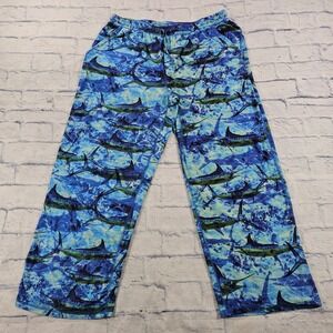 Reel Legends Lounge Pants Mens L Blue Marlin Fish Print Performance Sleepwear